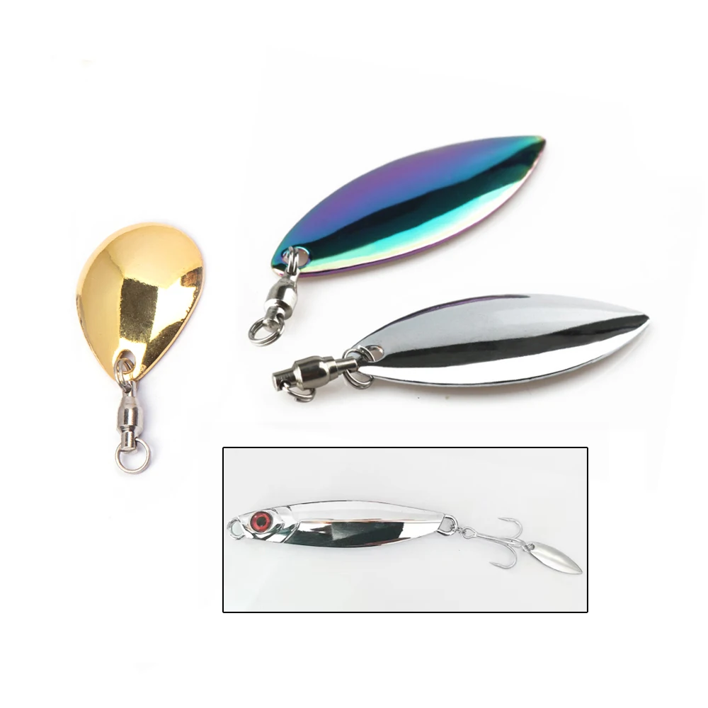 10 Stück Regenbogen/Silber/Gold Angelköder Metall-Löffelköder Reflektierende Geräuscharme Löffel mit Kugellager-Wirbel für Spinner-Köder VIB-Köder in 4 Größen