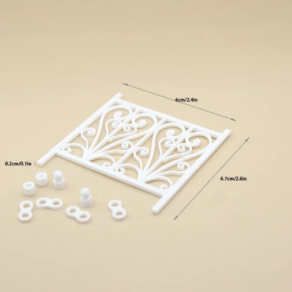 Plastic Miniature Railing Ornate Scrollwork Carved Pattern Balcony Railing Model Iron Look White or Black