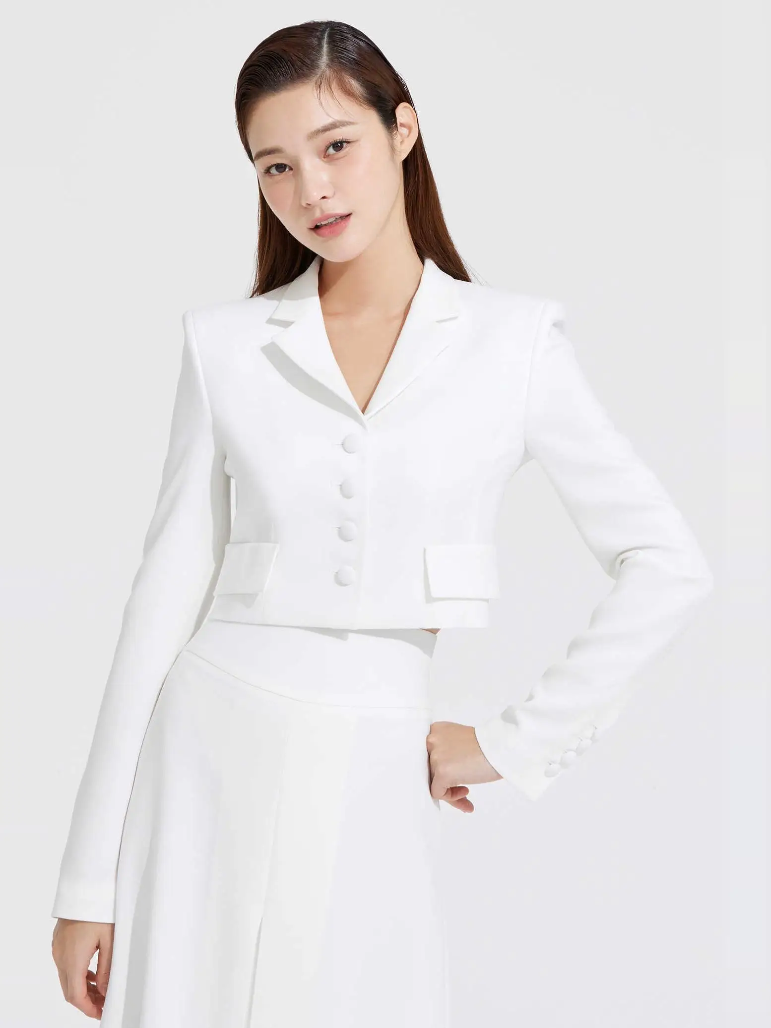 

Ele Commuter Sle ort Svel Jaet Women's Slim Fit Long Sve Single Button ket irt Faionable Autumn Out...