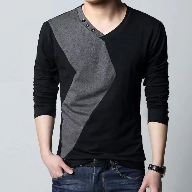 Man Pullovers V Neck Xxl Casual Original Designer Spring Sweatshirts New Y2k Clothes Social Tshirt Bulk Big Size T Shirt for Men