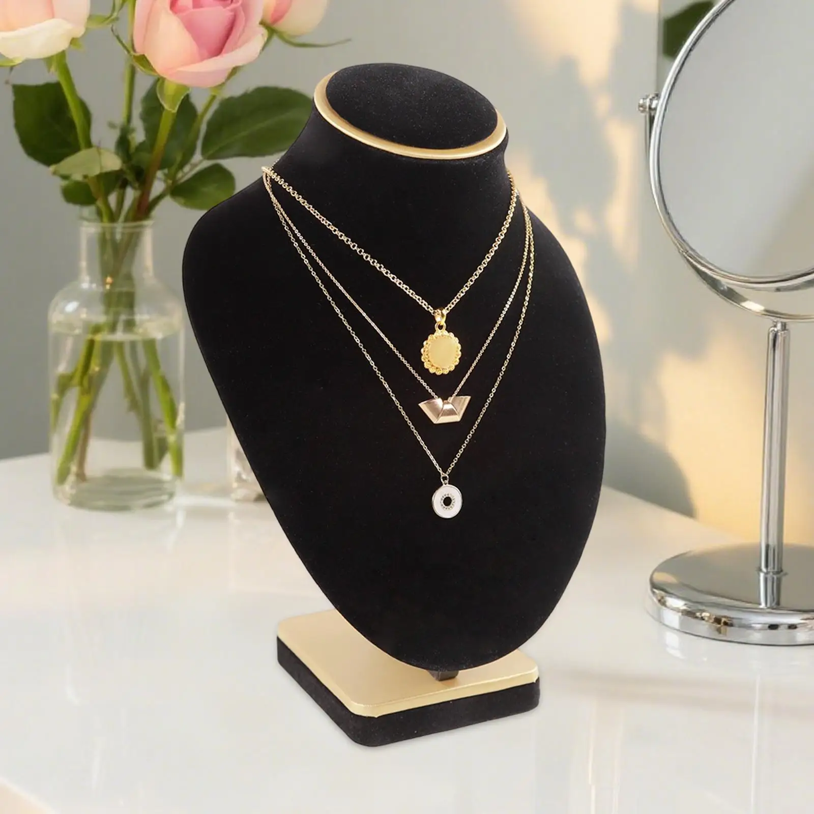 Organizzatore porta collane Espositore per busto in velluto Scaffale da tavolo per boutique e negozi di gioielli