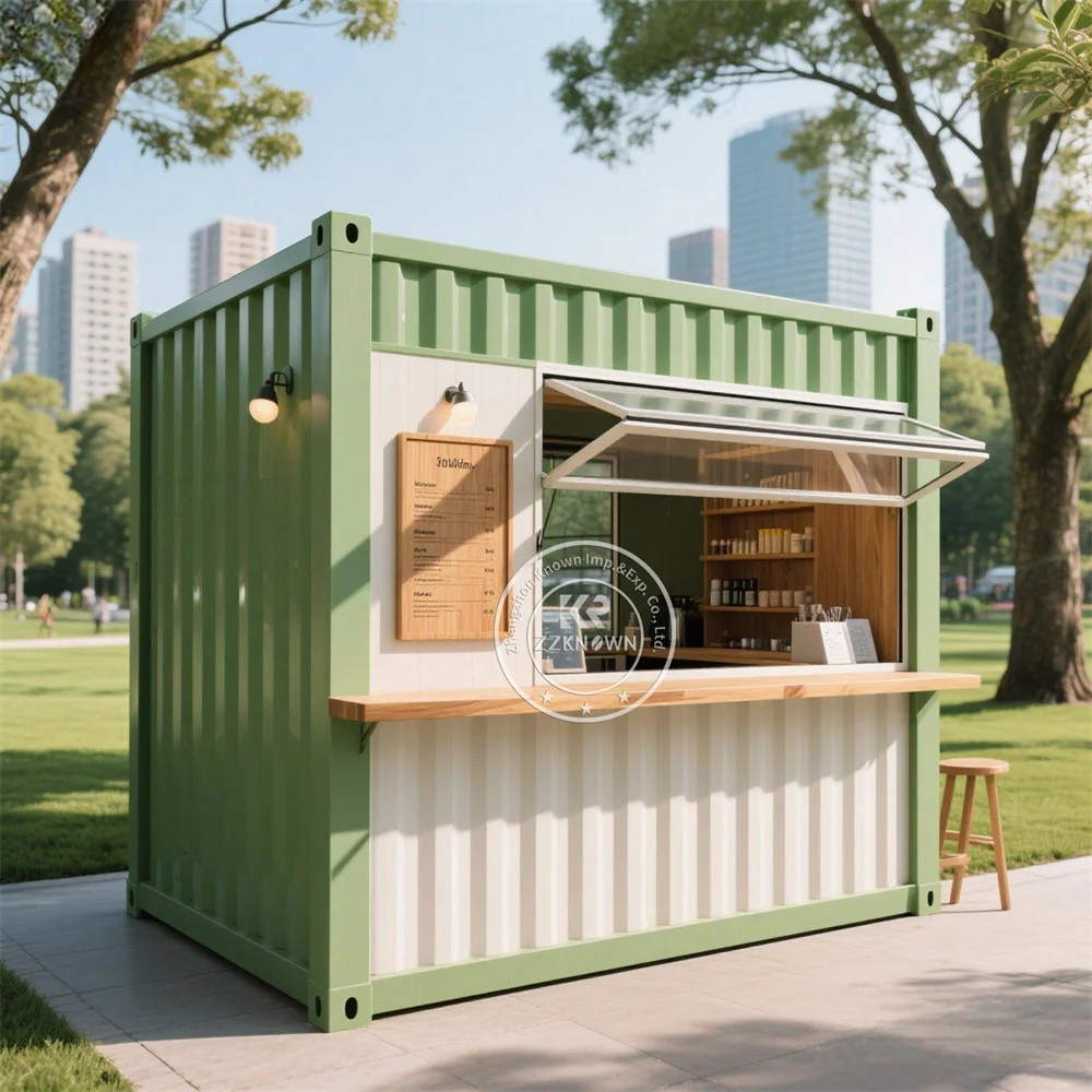 Mobile Shipping Container Home Bar Coffee Kiosk Prefabricated Restaurant Shop Fully Equipped Street Food Kiosk Container