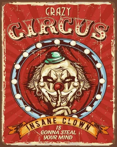 CRAZY CIRCUS Retro Metal Sign Man Cave Bar Pub Plaque Party Vintage