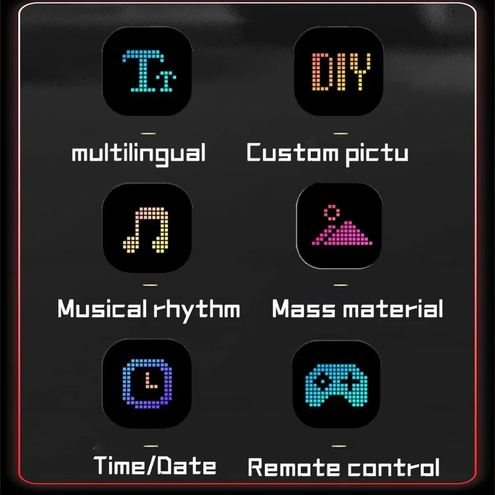 Usb 5v led tela flexível matriz pixel painel de exibição inteligente bluetooth app controle rgb padrão graffiti texto festa exibição carro