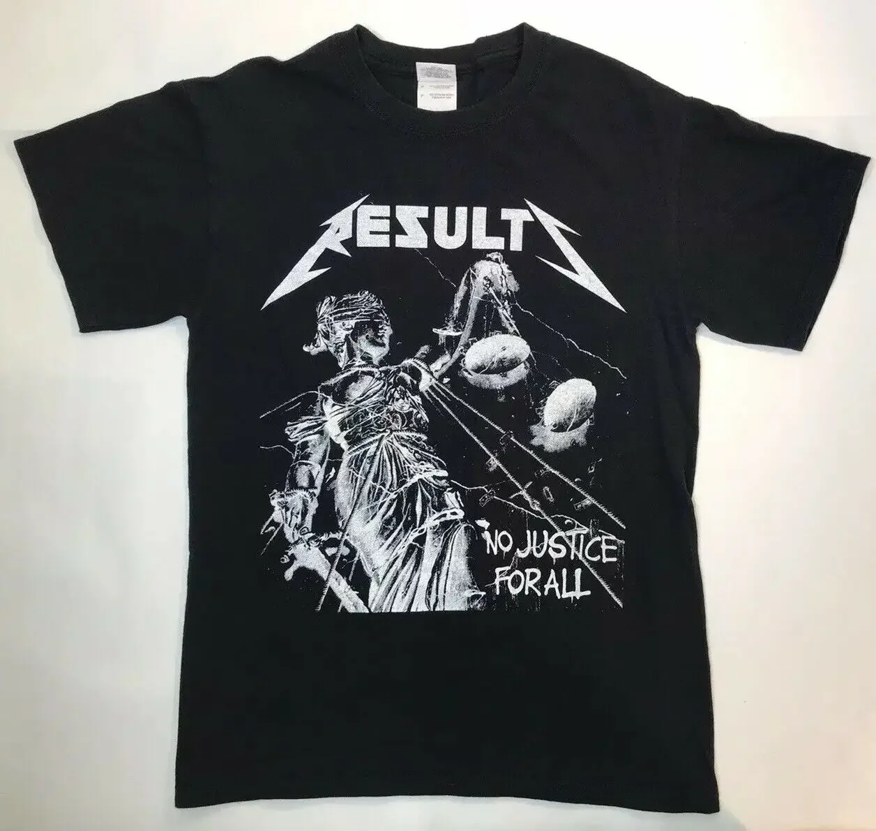 Results Band T-Shirt No Justice For All Adult Size Small Black Rock Music Shirt