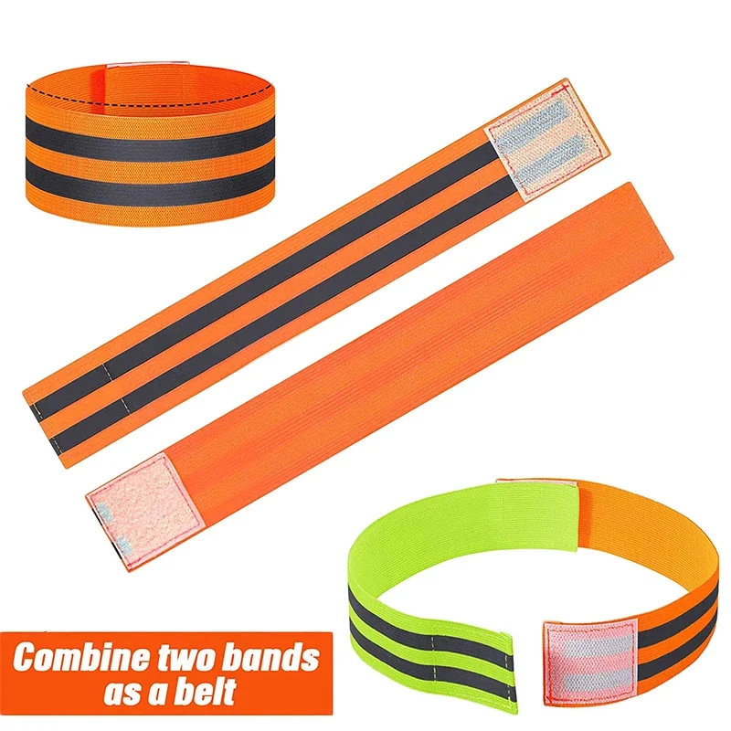 1/2pcs Reflective Elasticated Armband Warning Wristband Ankle Leg Strap Safety Reflector Tape for Night Jogging Walking Cycling