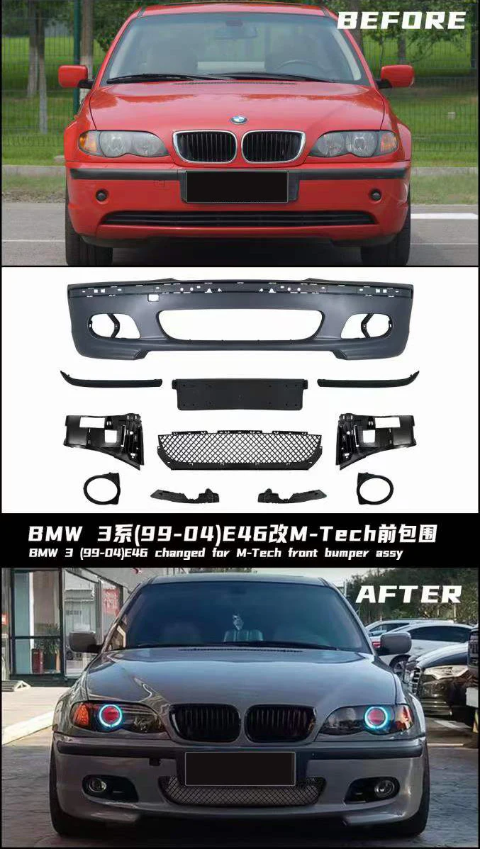 E46 MT style M-Tech front bumper car exterior accessories front bumper body kits for BMWs 3 series E46 1999-2004