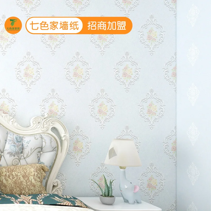 الجملة بسيطة النمط الأوروبي 3D زهرة كبيرة خلفية لغرفة النوم الفتيات غرفة الزفاف رومانسية البلد غير المنسوجة الجدار Pa #4