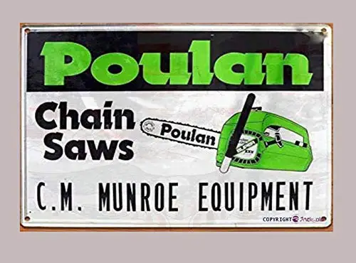 Vintage metal tin sign Poulan Chainsaw Garage Rustic Wall Decor Man Cave Exterior Home Bar Decoration Retro Metal Tin Sign 8 x 1