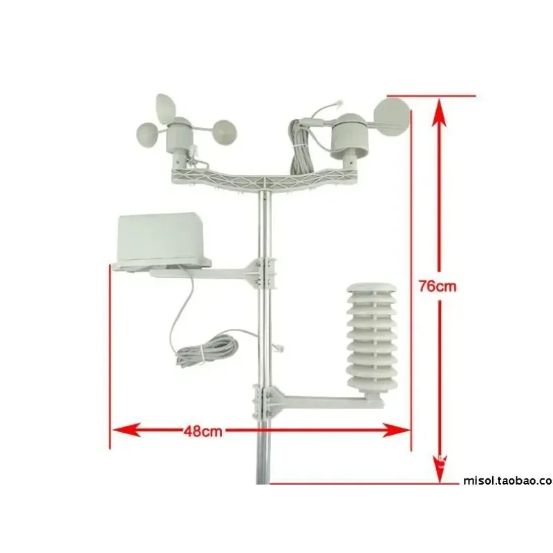 Anemometer, wind direction indicator, temperature and humidity rain gauge, professional wireless weather station 433Mhz