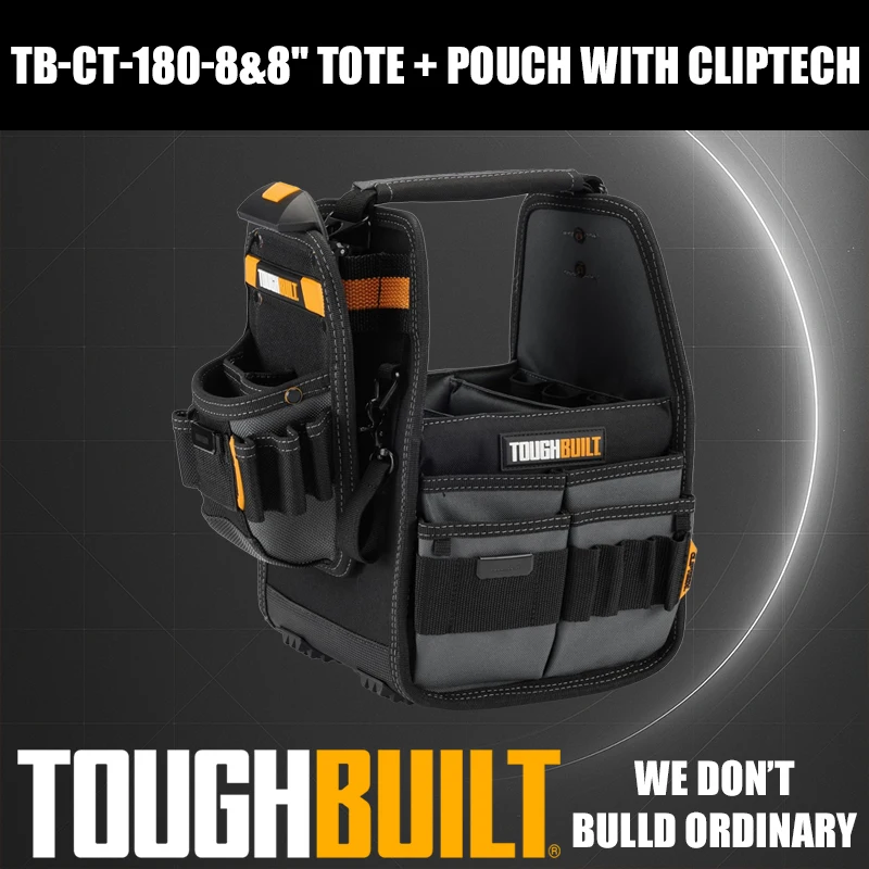 

ToughBuilt TB-CT-180-8 Tool Basket Bag 8-inch + Quick-Release Waist Bag Tool Organization and Storage