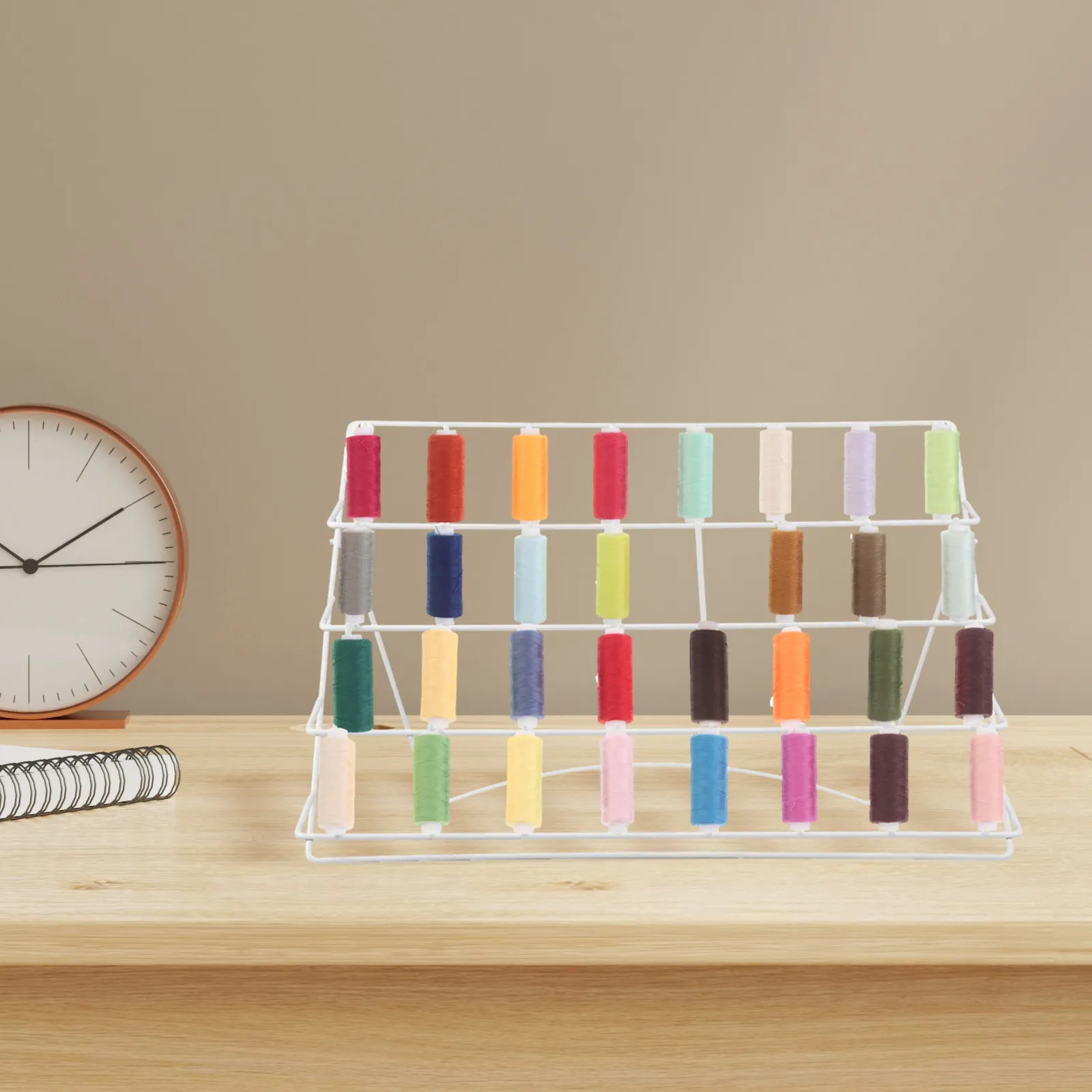 

Wall Thread Organizer Rack Metal 32-Spool Holder Large Capacity Space Saving Wall Mount Storage for Sewing Embroidery Thread