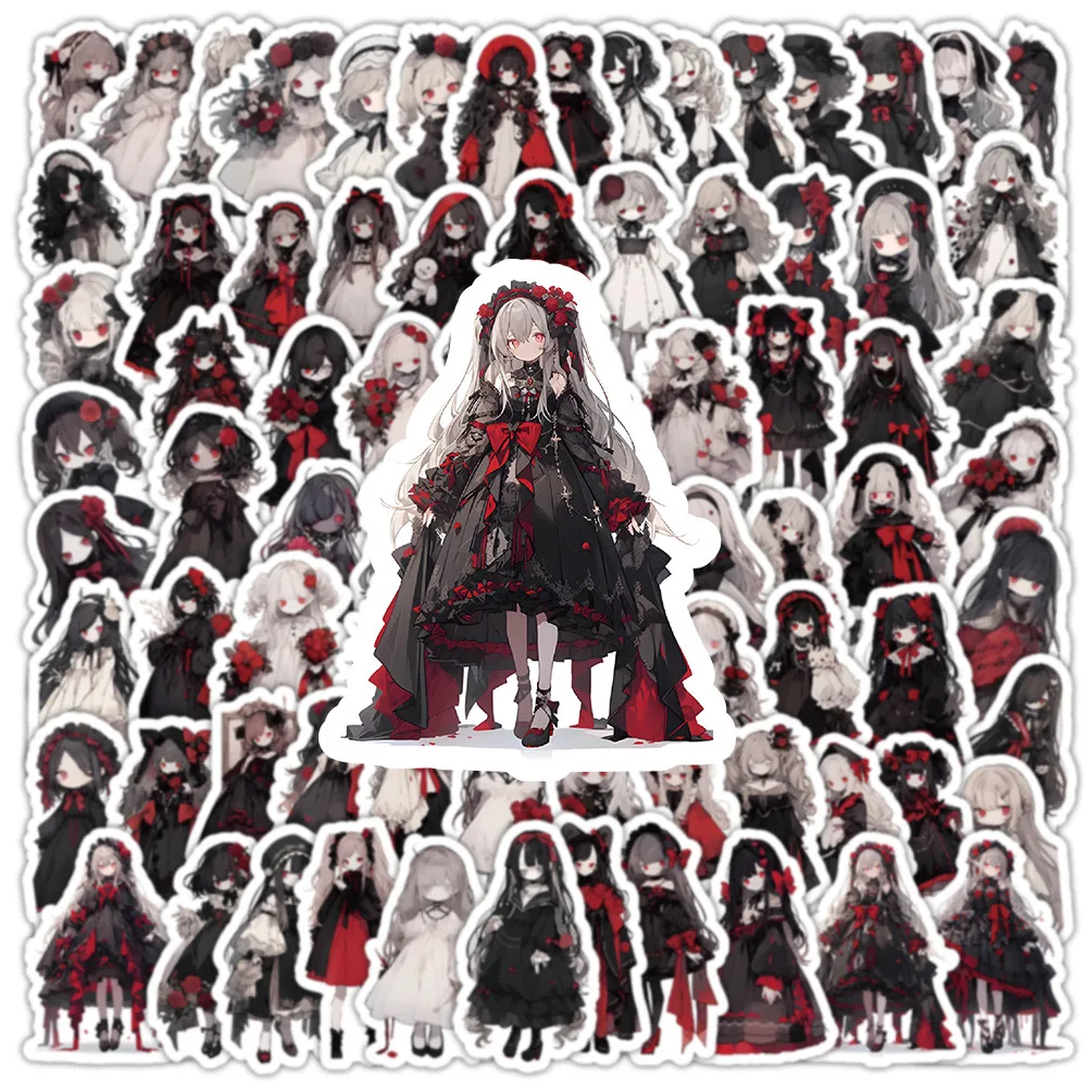 

100PCS Cartoon Cute Gothic Little Lolita Graffiti Stickers for Bicycle Hand Account Pencil Case Decals Anime Worlds Store