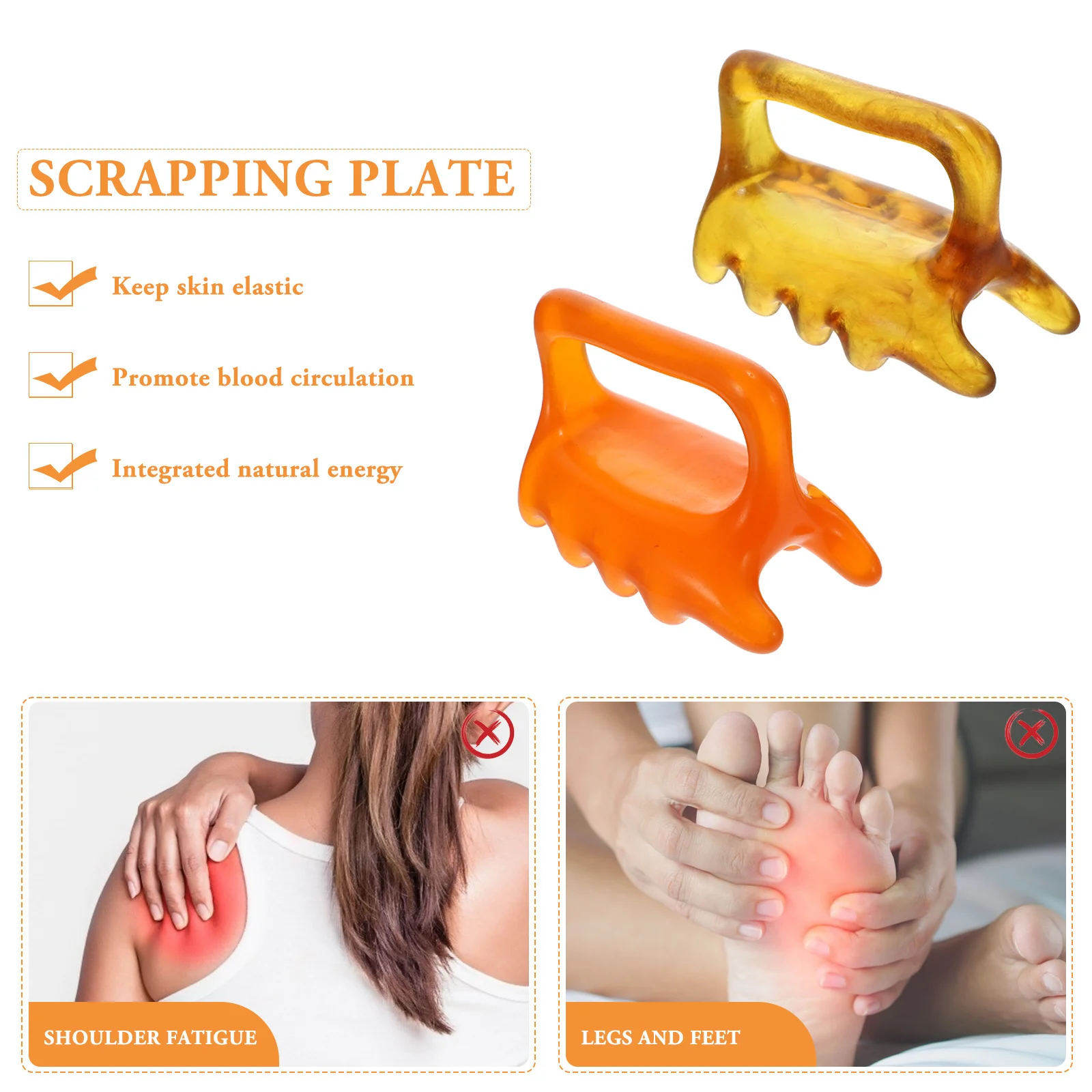 2pcs Resin Massage Tool For Back Neck Shoulder Body Acupoint Press Guasha Therapy Bursitis Sciatica Arthritis Relief Back