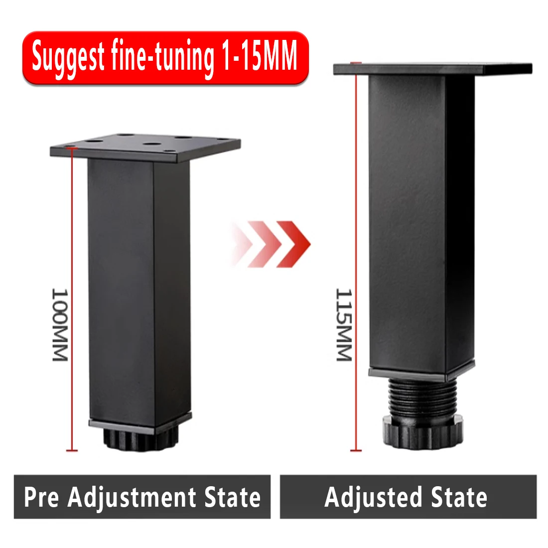 4pcs Aluminum Alloy Cabinet Foot Height Adjustable Furniture Support  Table Chairs Bed Sofa Square Level Feet