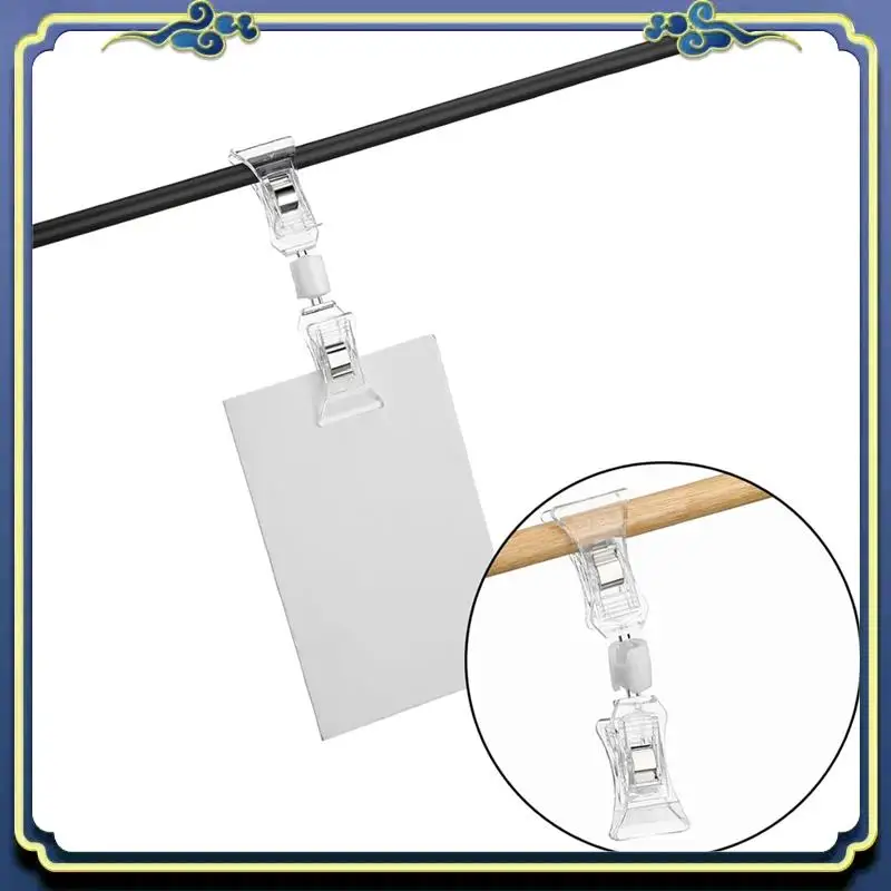 Portable 50 Pcs Double Sided Sign Clips Sign Display Mini Clip On Sign Holder Plastic Tag Clip