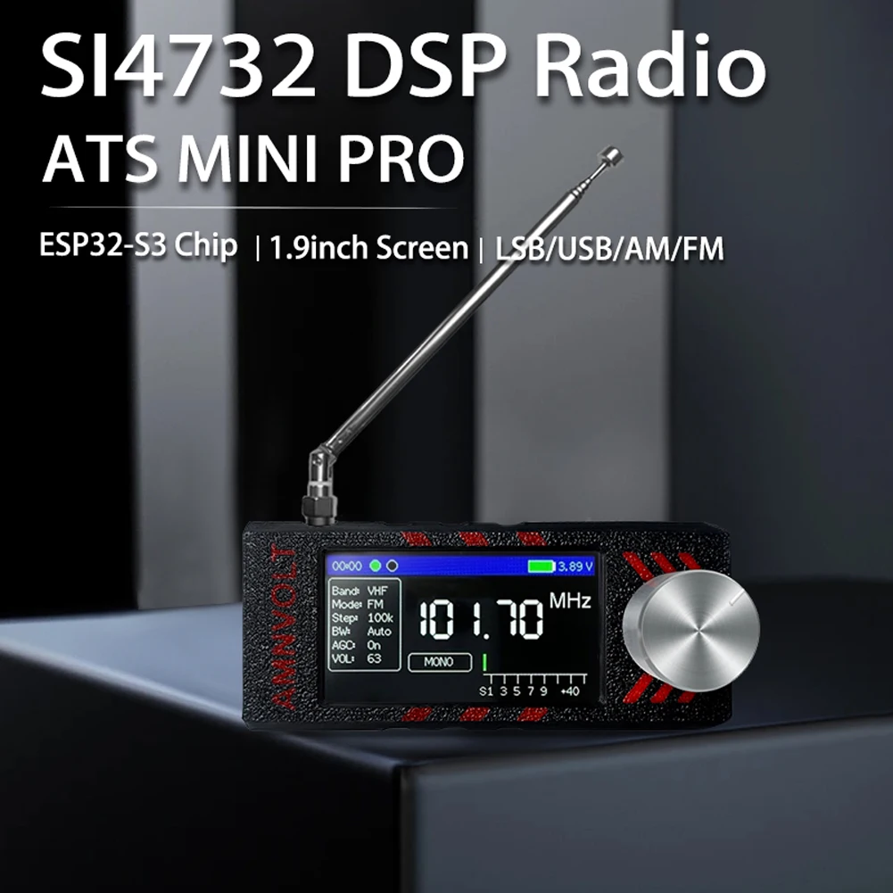 

Портативное радио ATS MINI Pocket SI4732 0.5-108 МГц с DSP, полнодиапазонный мини-приемник SW LW AM FM SSB, мини-радио SI4732 + антенна