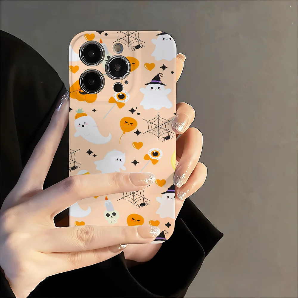 Чехол для телефона «Жуткий тыквенный» на Хэллоуин для iPhone 17, 16, 15, 14, 13, 12, 11 Plus Pro Max Mini, чехлы из пленки с точными отверстиями
