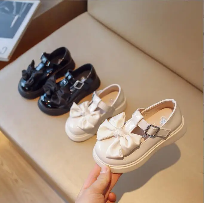 

Fashion New Sweet Princess Casual Leather Shoes Bow Kids Round Head Spring Non-slip Children's Fashion Loafers Princess shoes