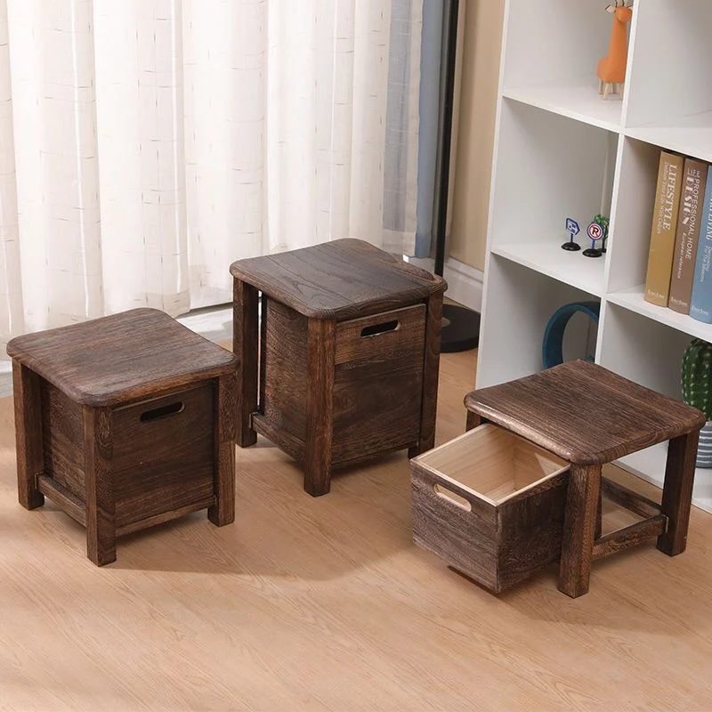 Moderno minimalista fezes de madeira maciça, armazenamento fezes, Bedroom Bedside Table, Mobiliário Multifuncional, Shoe Changing Stool, Footrest