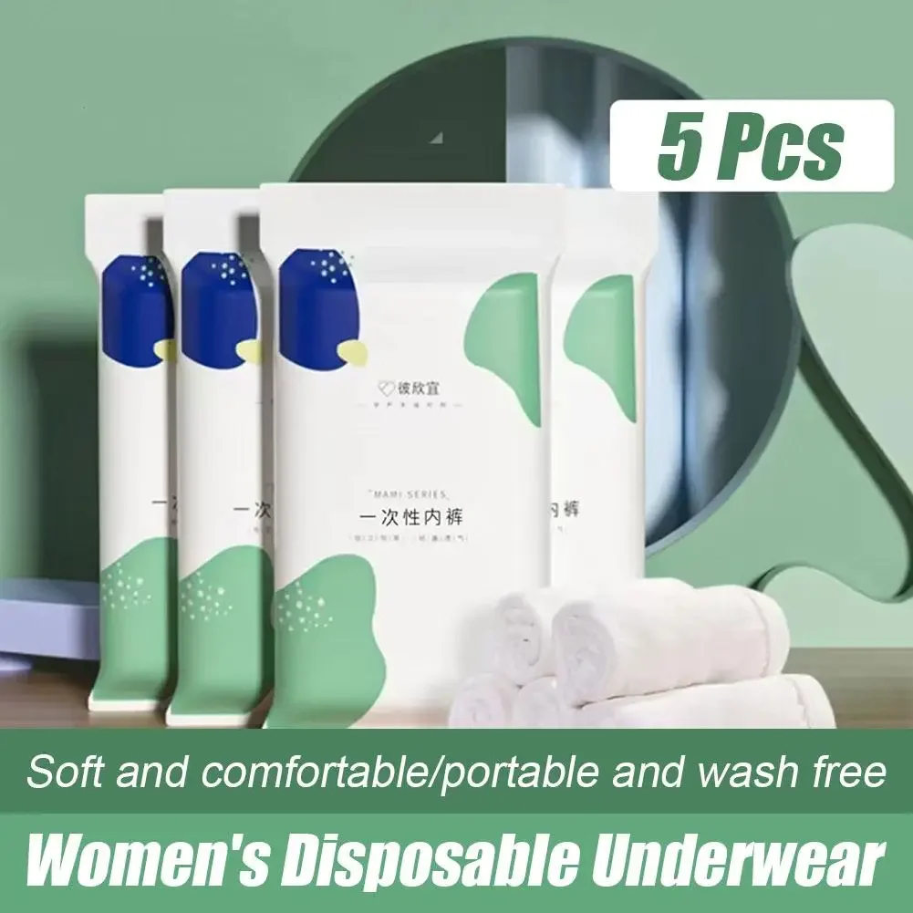 5Pcs Women\'s Disposable Pure Cotton Underwear Travel Panties Sterile Independent Packaging Wash free Underwear