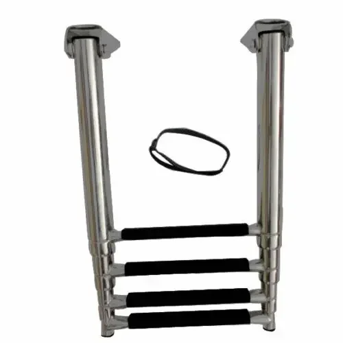 Stainless Steel 4-Step Under Platform Ladder Boarding Telescoping Ladder Marine Boat Accessories