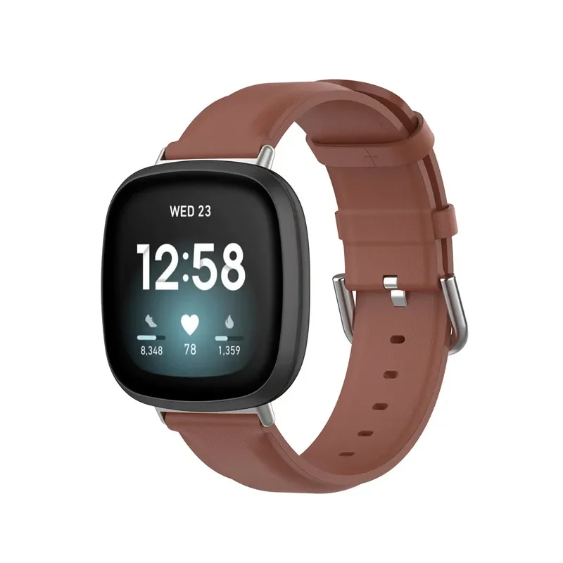 Pulseira de couro clássica para Fitbit Versa, Fitbit Sense 2, Fitbit Versa 3, Fitbit 4, pulseira