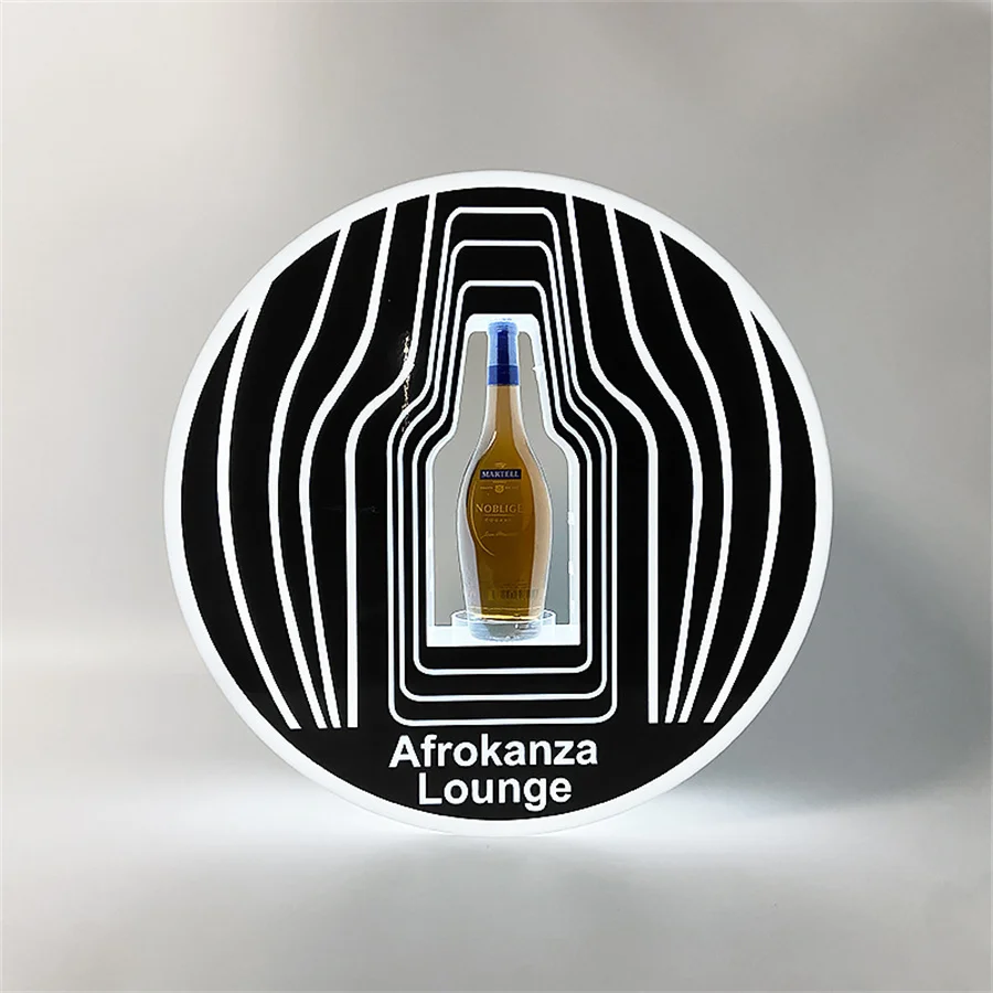 Garrafa de vinho LED Display Racks, Round Stripe, acrílico, iluminado, apresentador, LED Glorifier Garrafa, Portador de garrafas VIP