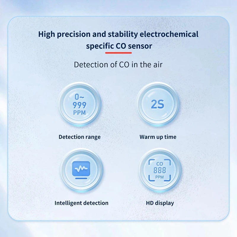 Portable Carbon Monoxide Detectors For Travel, LCD Display Handheld CO  With 2 AAA Batteries Powered