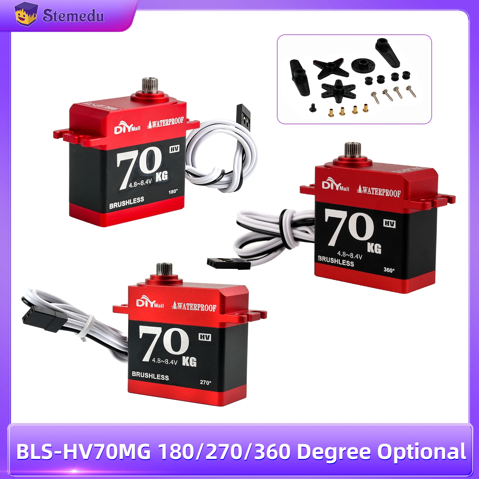 

Высокомоментный цифровой сервопривод BLS-HV70MG 70 кг, бесщеточный, водонепроницаемый, цельнометаллический, HV 4.8~8.4В, рулевой сервопривод для радиоуправляемых машин масштаба 1:8 и 1:10