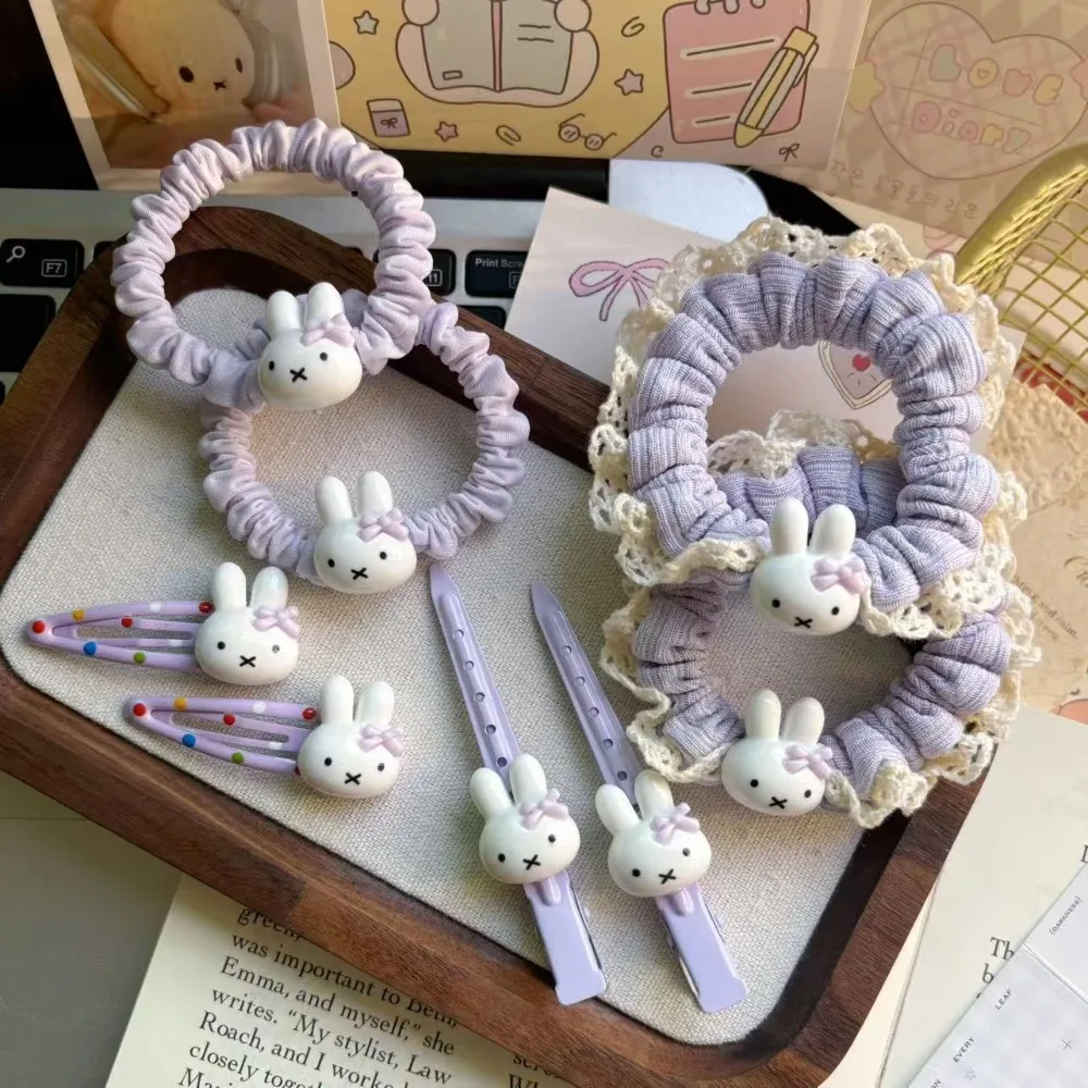 

Набор аксессуаров для волос Miffy Kawaii: фиолетовая заколка, повязка на голову, резинка для волос в девичьем стиле, милый подарок-игрушка