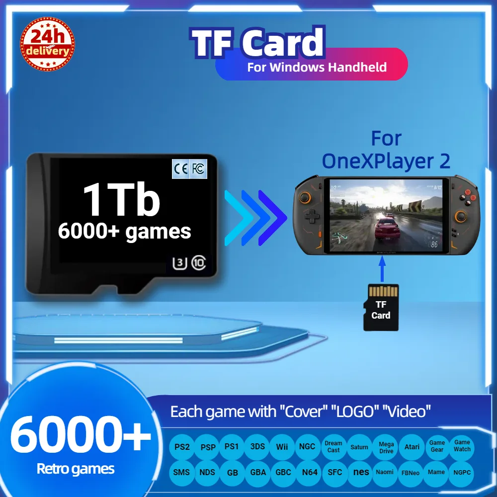 Game Card For OneXplayer 2 Mini Pro 1s Fly TF Memory Flash Classic Retro Games PS2 3DS PSP Windows Portable Console Handheld 1TB