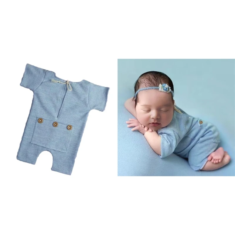 Baby Photo Clothes Short Sleeved Romper Newborn Photo Props OnePiece Jumpsuit Photo Costume Skin-Friendly Infant Outfit 1560