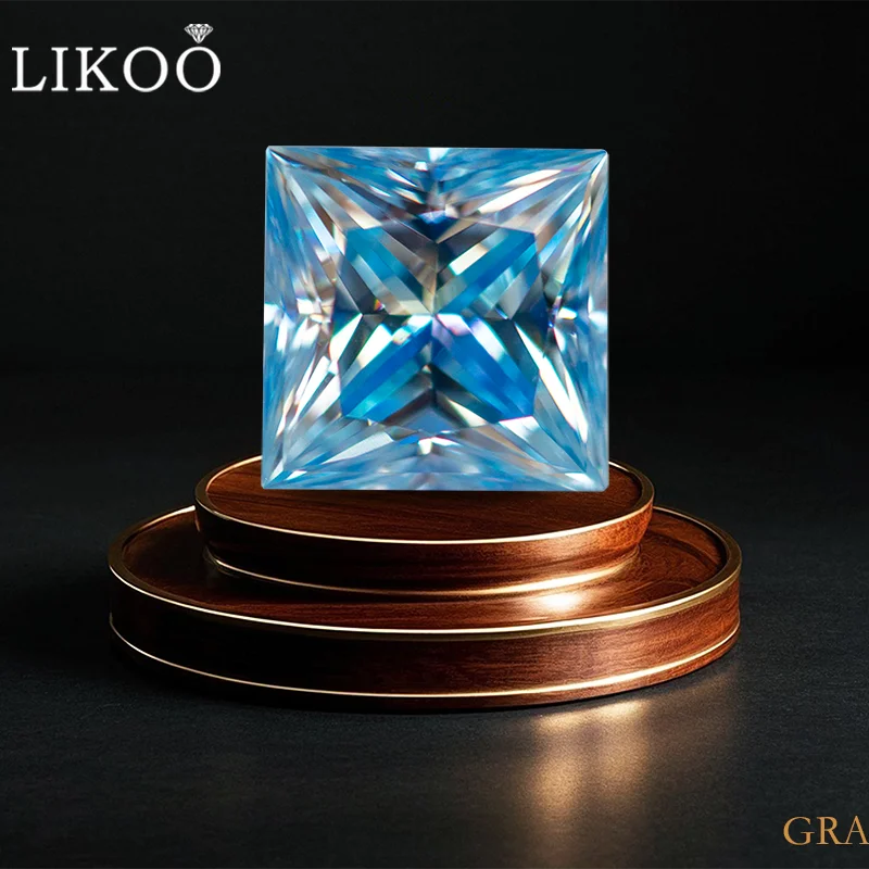 

Бусины из муассанита в форме принцессы, ледяной синий цвет, VVS1, драгоценные камни Clarity для колец, ожерелья, ювелирных материалов с сертификатом GRA