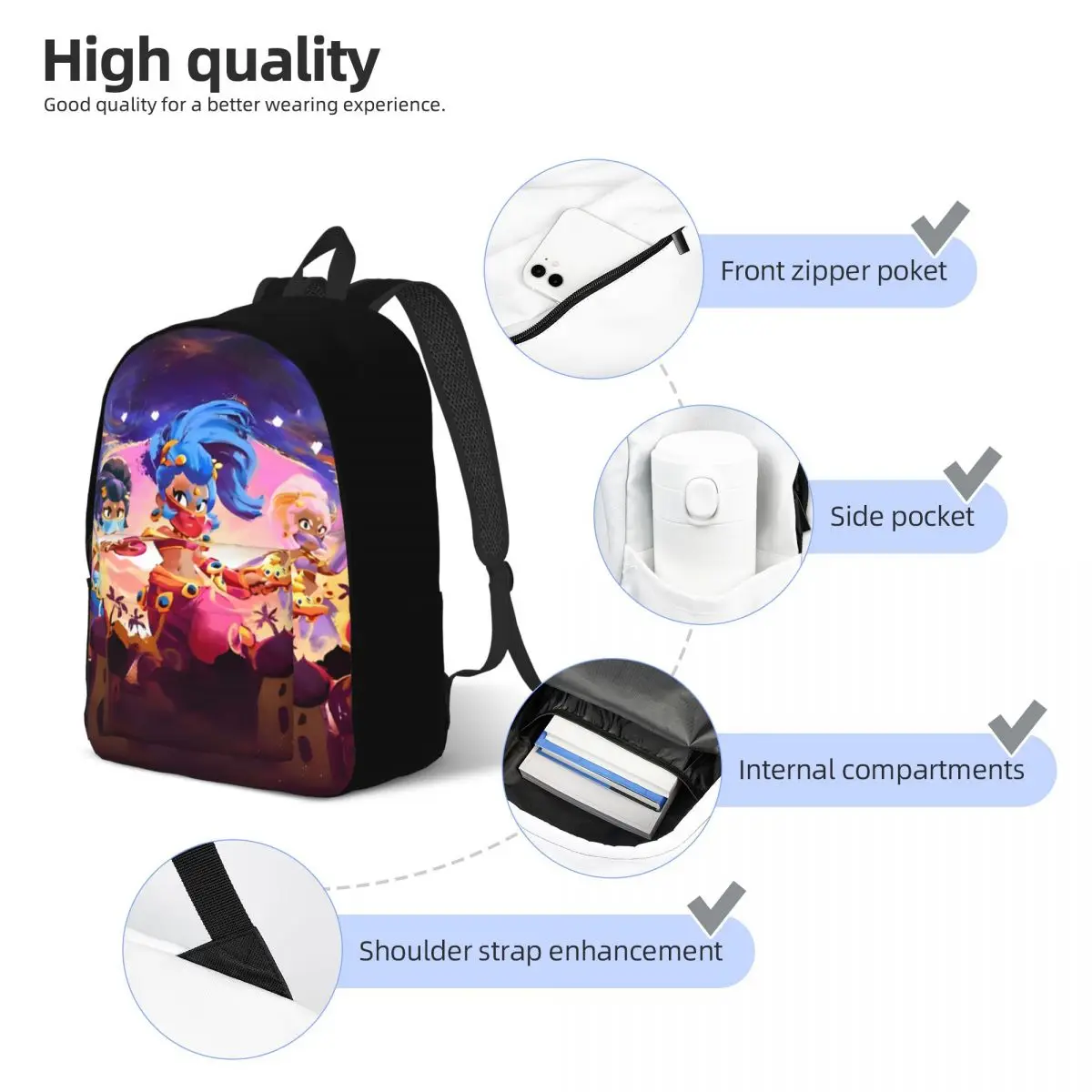 Shelly-Super Cell Video Game Mochila, mochila de lona, leve, mochila para jardim de infância, estudante do ensino primário, menino, menina, crianças, menino