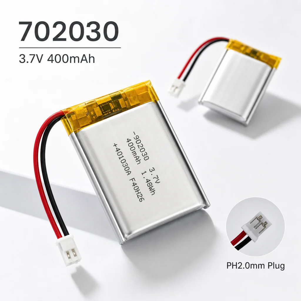 Lithium Polymer Battery 702030 3.7V 400mAh PH2.0mm Connector LiPo Battery For Beauty Instrument Recorder Watch Tool