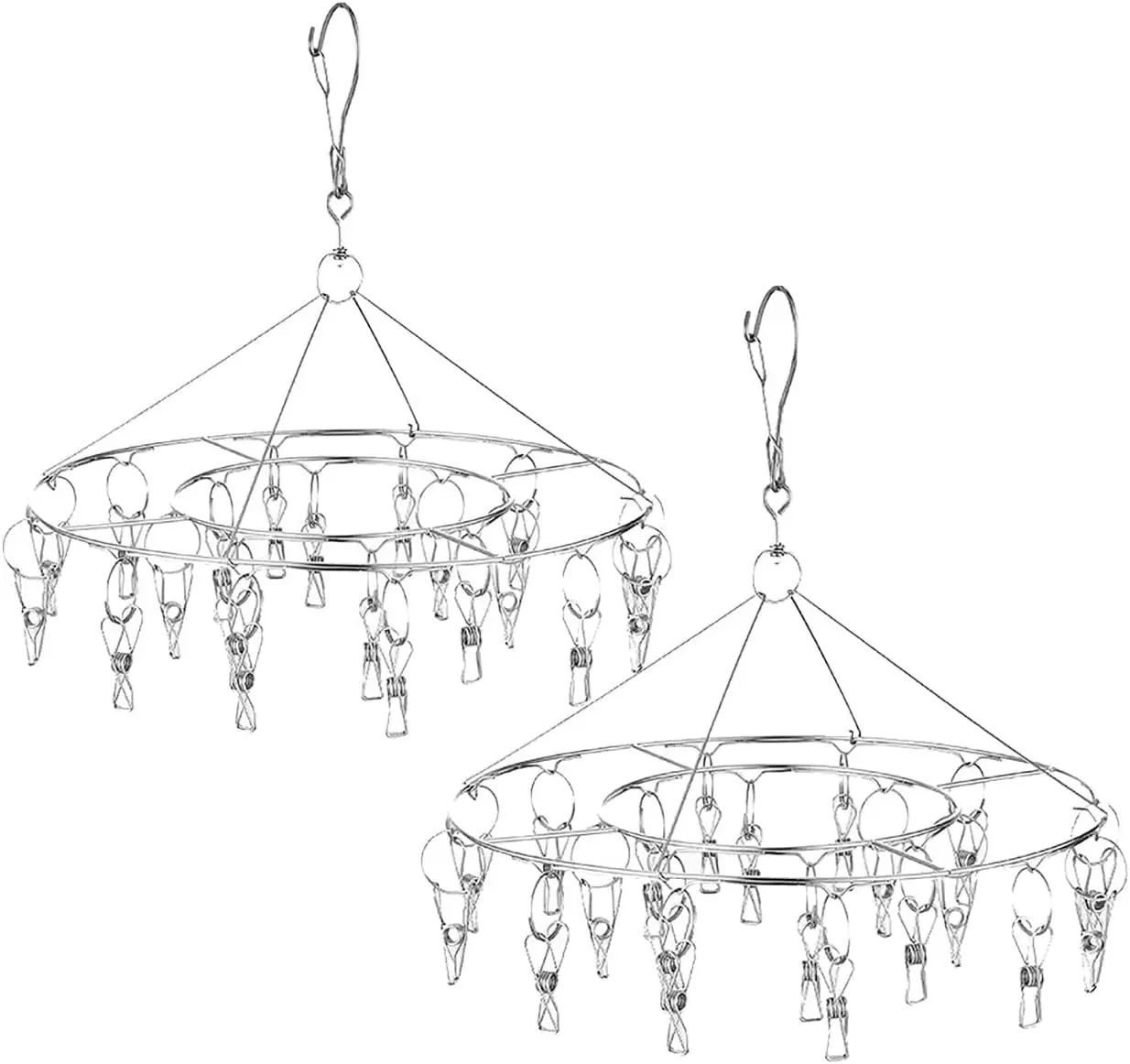 

Подвесная сушилка из нержавеющей стали с 20 зажимами для носков, детской одежды, бюстгальтеров, полотенец, нижнего белья