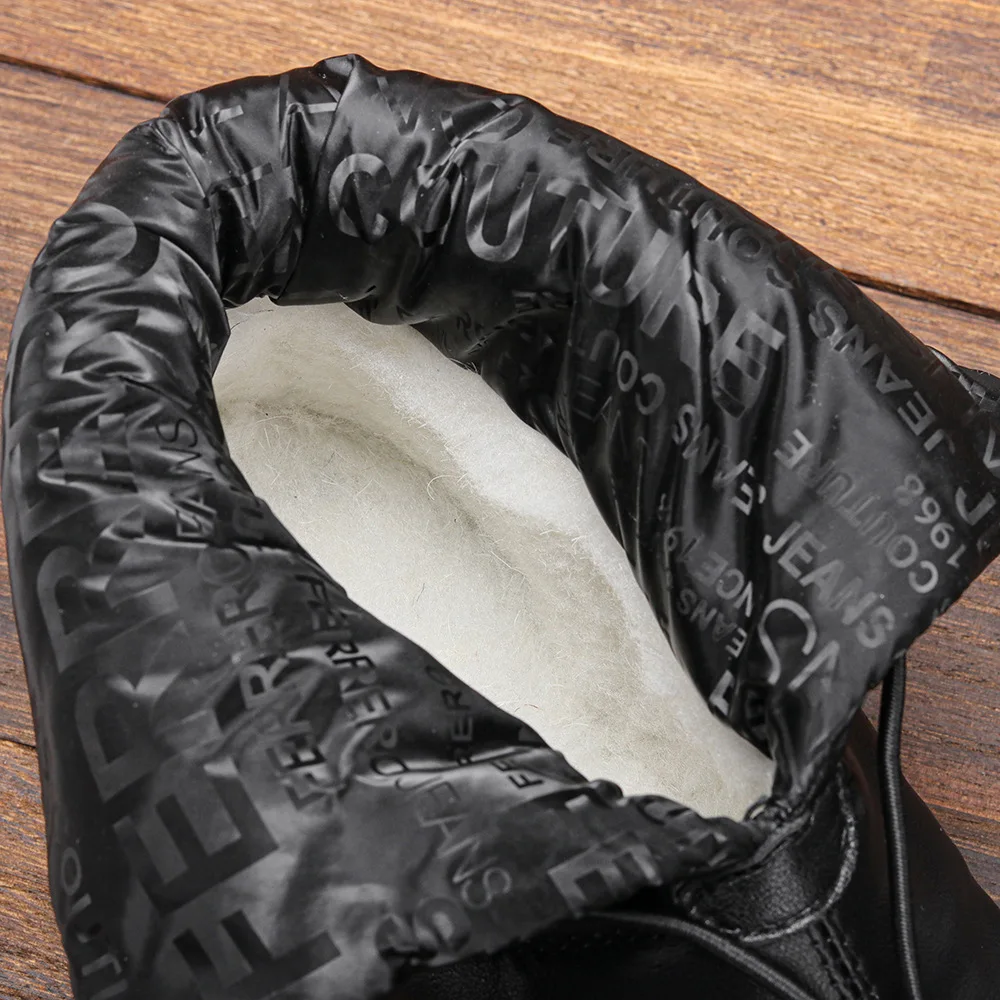 Women snow boots big size warmproof shoes cow leather middle boots