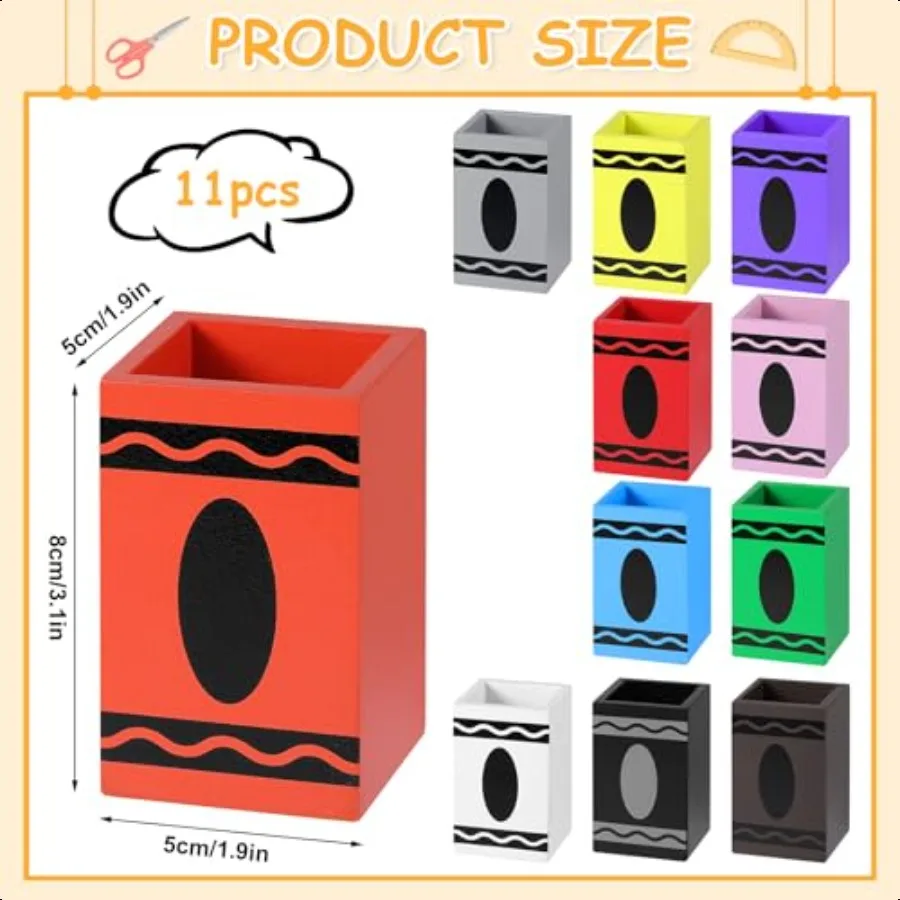 11 Pcs Pencil Dispenser for Classroom Craft ply Organizer Wooden Colored Pen Holder Crayon Dispenser for Back to School for Cla