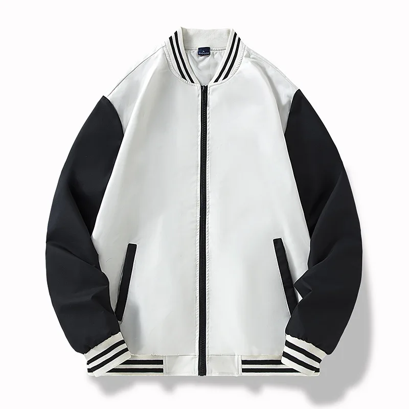 

Осенняя мужская куртка, новая контрастная полосатая куртка с воротником-стойкой, мужская бейсбольная форма с длинным рукавом на молнии, повседневное мужское пальто большого размера