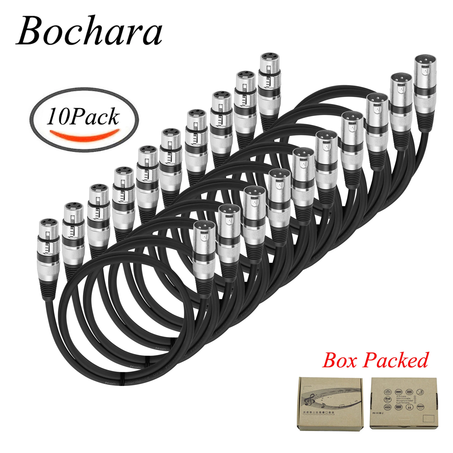 

Bochara 3Pin XLR Cable Male to Female M/F Audio Cable Foil+Braided Shielded For Microphone Mixer Amplifier Stage Light 10Pack