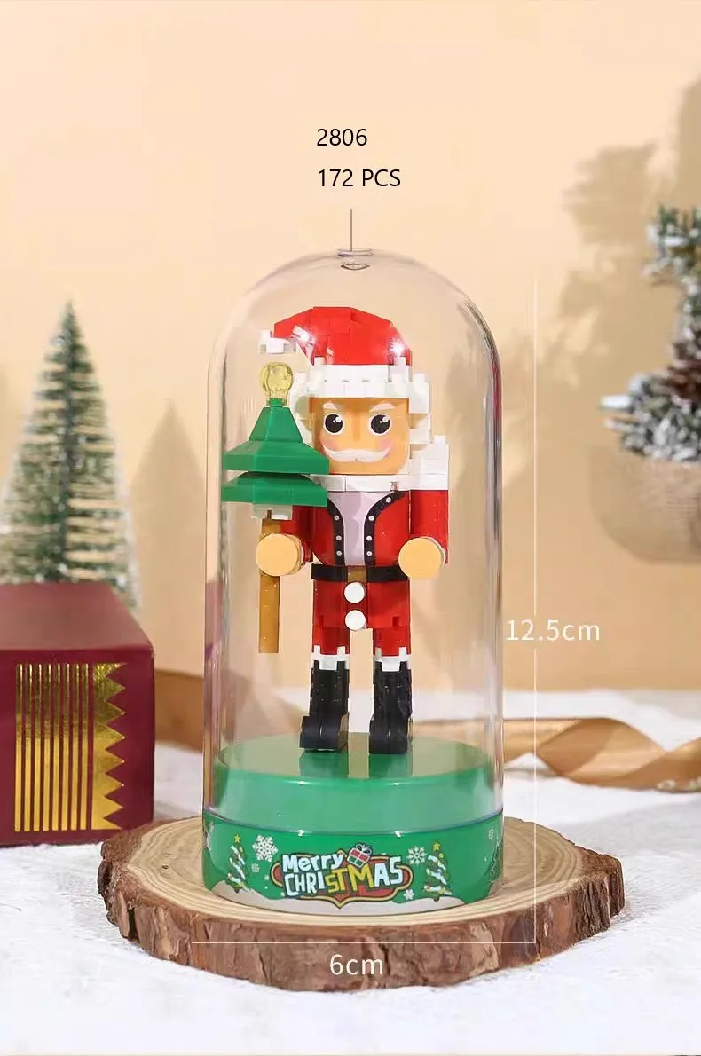 Retro Soldier Shaped Creative Miniature Building Block Model Christmas Home Ornament DIY Educational Kids Toys Holiday Gifts