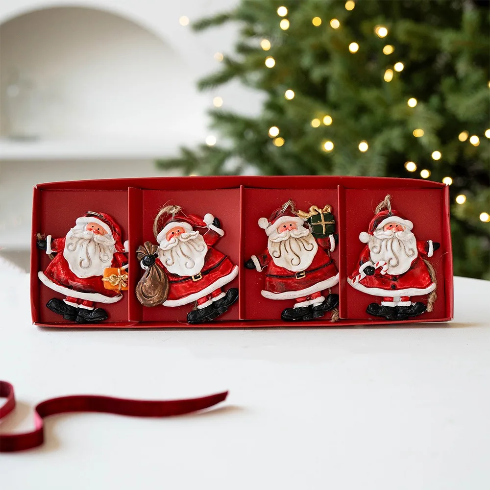 

Cartoon Christmas Hanging Ornaments Resin DIY Craft Santa Claus Figurine Handmade Christmas Tree Decoration Christmas Tree Decor