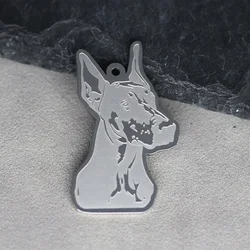 2pcs Trendy Pointed Ears Dobermann Dog Stainless Steel Pet Animal Pendant Charms diy Craft Men Punk Necklace Jewelry Accessories