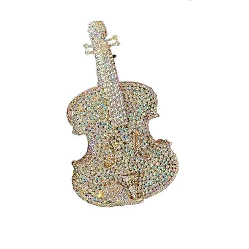 

Luxurious Full-diamond Violin-shaped Women's Evening Bag, Fashion Female Banquet Clutch Bag Party Wedding Dress Dinner Bag