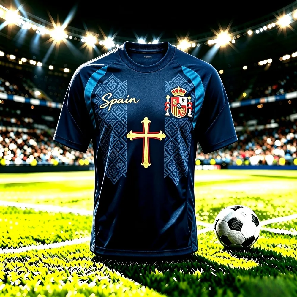 Summer Spanish Style Football Jersey Men's Sports Training Breathable and Quick-drying Top 3D Printed Men's and Women's T-shirt