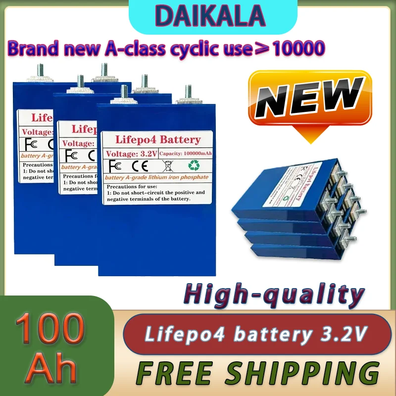 2026 New 3.2V 100Ah Lifepo4 A-class Lithium Iron Phosphate Rechargeable Battery Camping Vehicle Off-road Solar Wind Power Yacht
