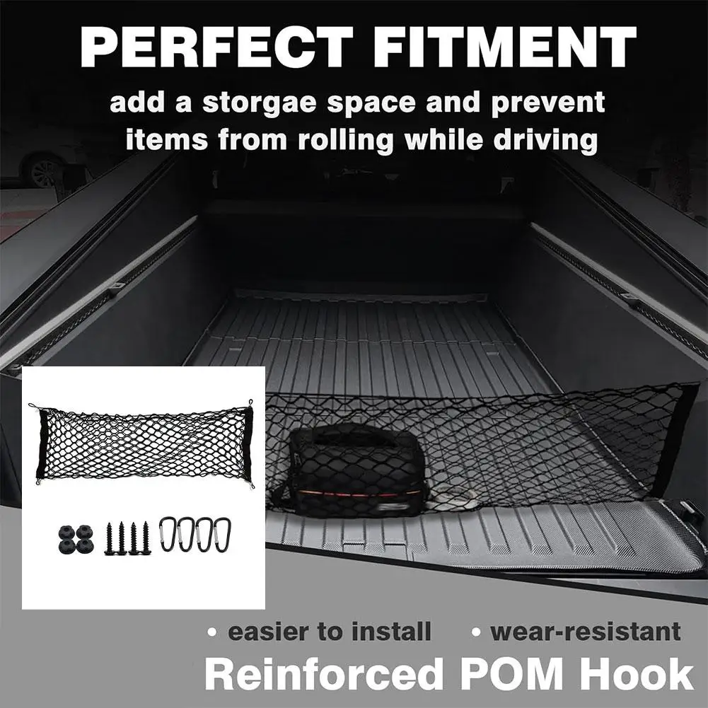 

Car Trunk Double Layered Storage Mesh Bag With 2 Hooks Interior Organizer Elastic Tidying Sundries Accessories Nylon S5V6