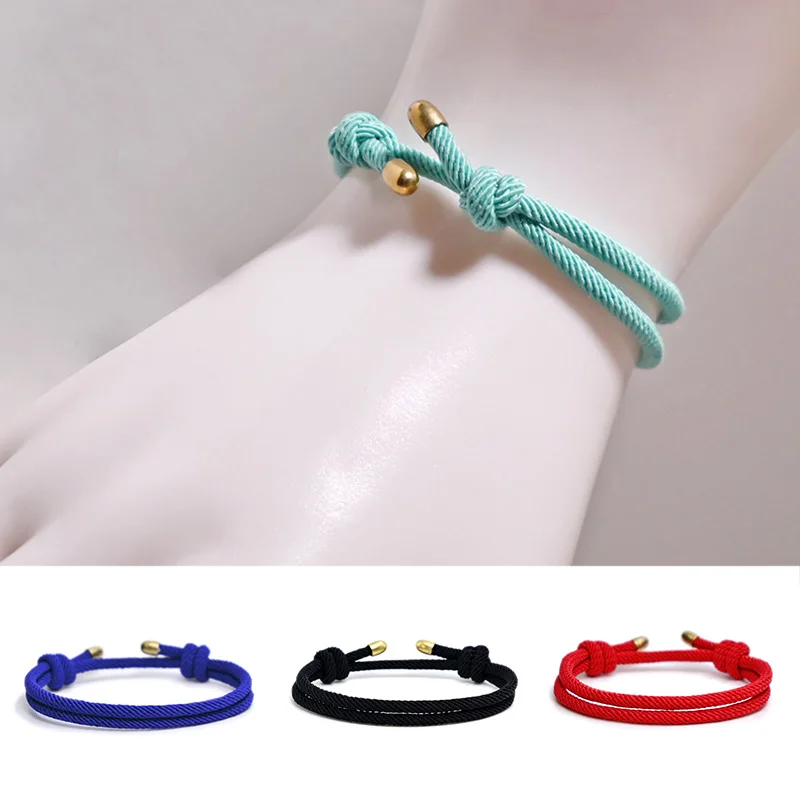 Simple Hand Woven Rope Bracelets Adjustable Solid Color Couple Bracelet Fashion Handmade Birthday Valentine's Day Jewelry Gift