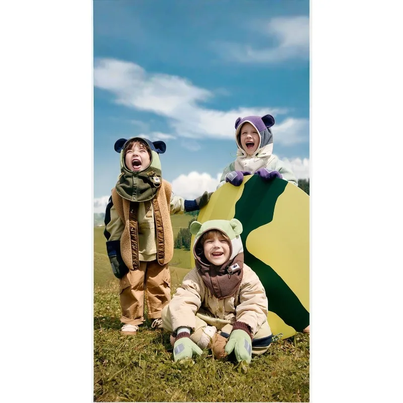

Children's Hats Autumn Winter Boys Girls Babies Pullover Hats Winter Scarf Neck Warmer Integrated Ear Protection Comfortable